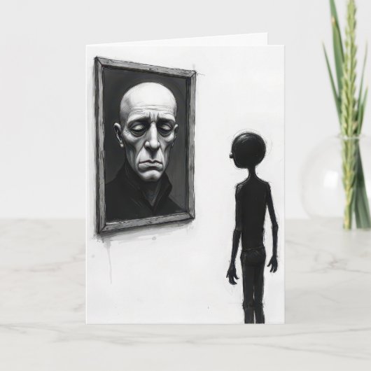 Stick Figure Staring at a Bald Man Portrait カード (正面)