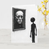 Stick Figure Staring at a Bald Man Portrait カード (黄色い花)