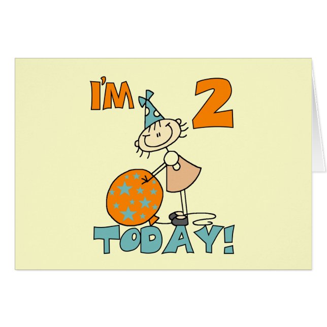 Stick Girl I'm 2 Today Tシャツとギフト (正面横)