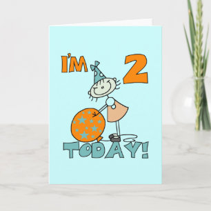 Stick Girl I'm 2 Today Tシャツとギフト カード
