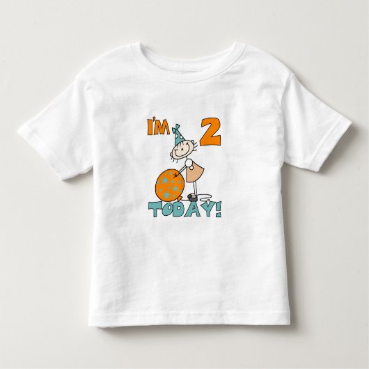 Stick Girl I'm 2 Today Tシャツとギフト トドラーTシャツ (正面)