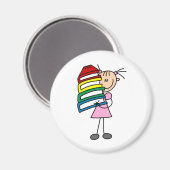 Stick Girl with Books マグネット (正面/裏面)