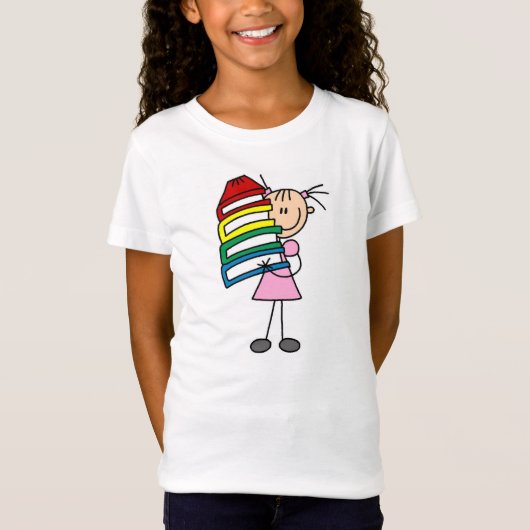 Stick Girl with Books Tシャツ (正面)