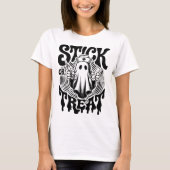 Stick Or Treat ゴーストナース 幽霊看護師 ハロウィン 看護師 介護士 面白い Tシャツ (正面)