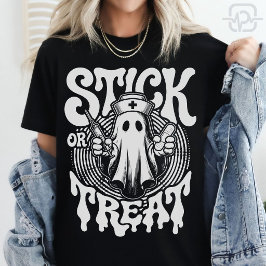 Stick Or Treat ゴーストナース 幽霊看護師 ハロウィン 看護師 介護士 面白い Tシャツ