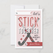 Stick Together Field Hockey Kids Valentine Card 招待状 (正面)