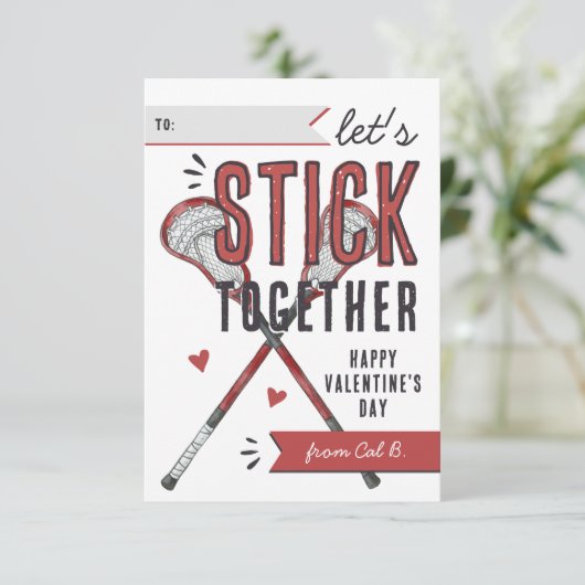 Stick Together Lacrosse Classroom Valentine Card 招待状 (スタンド正面)