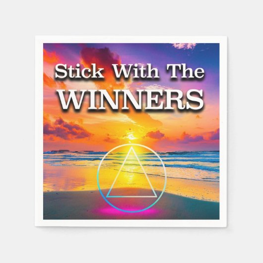 Stick With The Winners Recovery Slogan Sunrise スタンダードカクテルナプキン (正面)