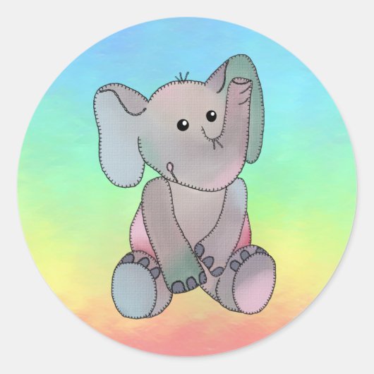 Stickbild Elefant Runder Aufkleber ラウンドシール (正面)