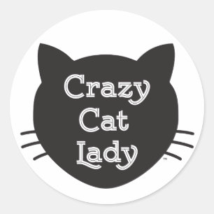 Sticker熱狂するな猫の女性 ラウンドシール