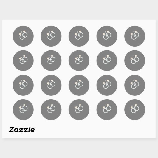 Sticker 2 bagues de mariage ラウンドシール (シート)