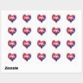sticker Autocollant carré coeur coloré スクエアシール (シート)