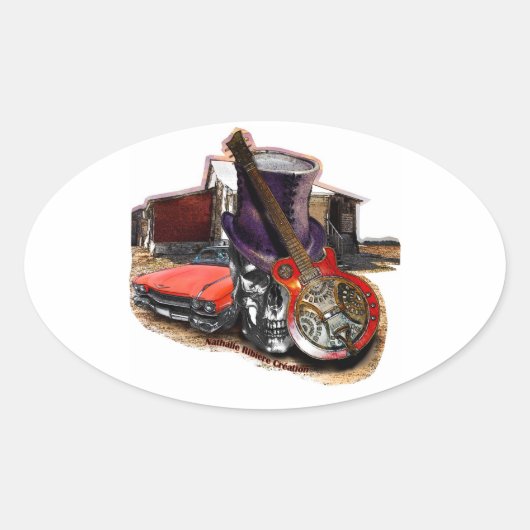 sticker autocollant ovale BLUESROCK ATTITUDE 楕円形シール (正面)