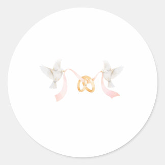 Sticker bague de mariage et oiseaux ラウンドシール