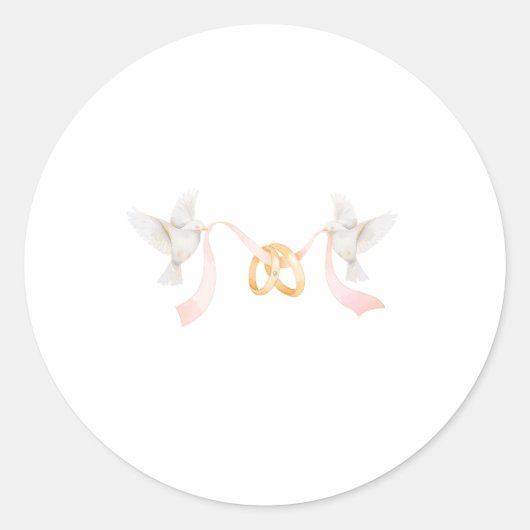 Sticker bague de mariage et oiseaux ラウンドシール (正面)