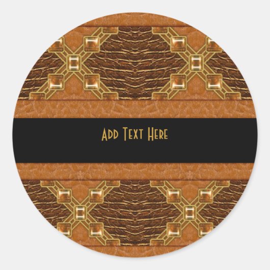 Sticker Black Gold Leather ラウンドシール (正面)