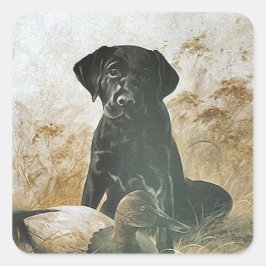 STICKER Black Lab labraader retrieverers upland do スクエアシール