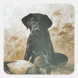 STICKER Black Lab labraader retrieverers upland do スクエアシール