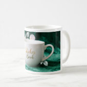 Sticker Book Mug | Emerald Green Gold Floral Coffe コーヒーマグカップ (正面右)