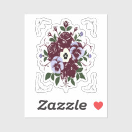 Sticker Botanique – Bouquet de Roses Violettes シール