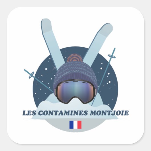 Sticker Carré Contamines-Montjoie Station de ski スクエアシール (正面)