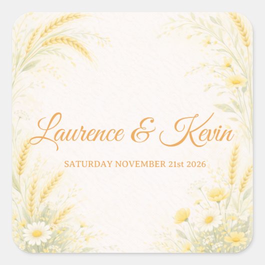 Sticker carré Elegant Botanical Wedding スクエアシール (正面)