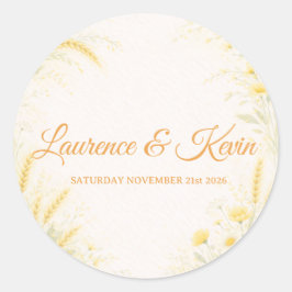 Sticker carré Elegant Botanical Wedding ラウンドシール