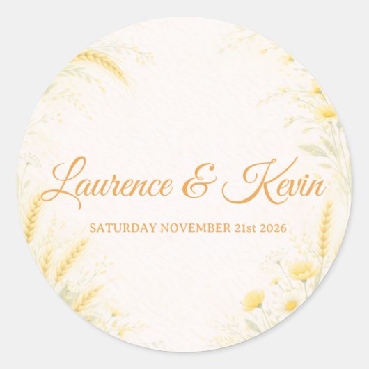 Sticker carré Elegant Botanical Wedding ラウンドシール (正面)