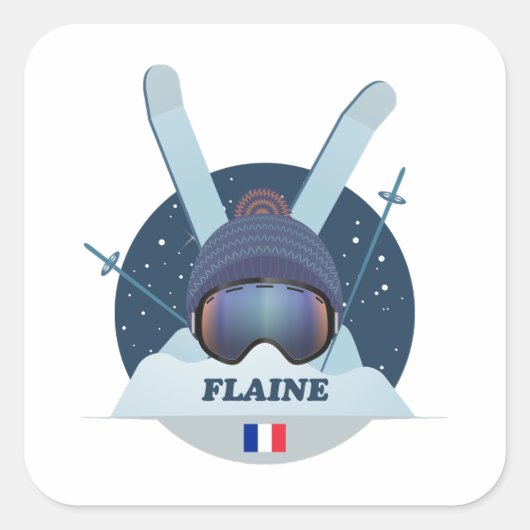 Sticker Carré Flaine Station de ski スクエアシール (正面)