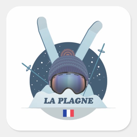 Sticker Carré La Plagne Station de ski スクエアシール (正面)
