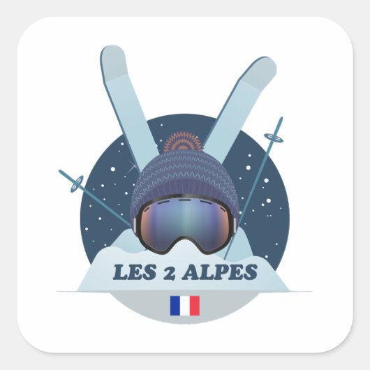Sticker Carré Les 2 Alpes Station de ski スクエアシール (正面)