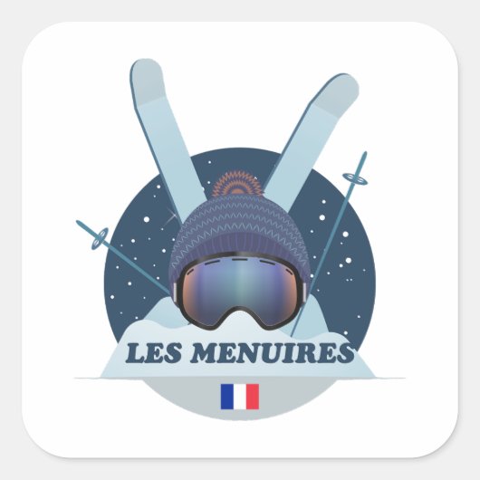 Sticker Carré Les Menuires Station de ski スクエアシール (正面)