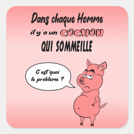 Sticker Carré Ronchon le cochon スクエアシール (正面)