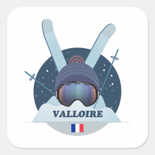 Sticker Carré Valloire Station de ski スクエアシール (正面)