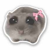 Sticker Coquette Sad Hamster Meme シール (正面)