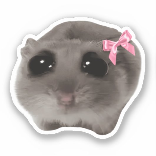 Sticker Coquette Sad Hamster Meme シール (正面)