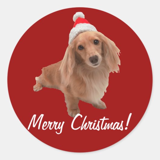 Sticker "Dackel" Weihnachten ラウンドシール (正面)