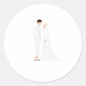 Sticker de couple musulman marié ラウンドシール (正面)