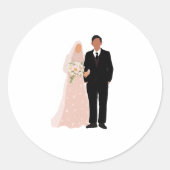 Sticker de couple musulman marié ラウンドシール (正面)