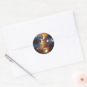 Sticker - Dreamy Fiery Orange Celestial Moon ラウンドシール (封筒)