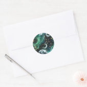 Sticker - Emerald Green Celestial Moon Mystic Luna ラウンドシール (封筒)
