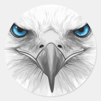 Sticker. Eyes and beak. A stern and serious look. ラウンドシール