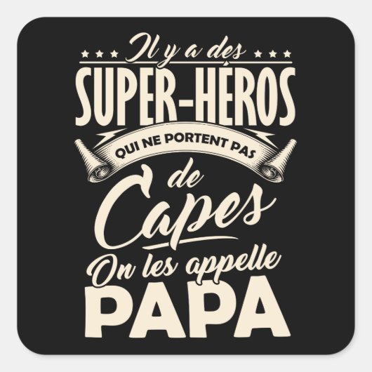 Sticker Fête des Pères - Papa Super-Héro スクエアシール (正面)