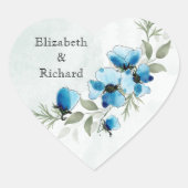 Sticker "Fleurs bleues" ハートシール (正面)