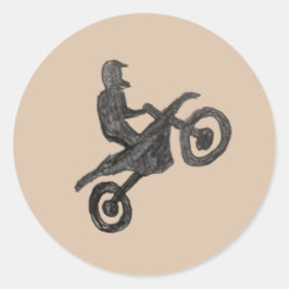 Sticker for boy with motocross sketch ラウンドシール