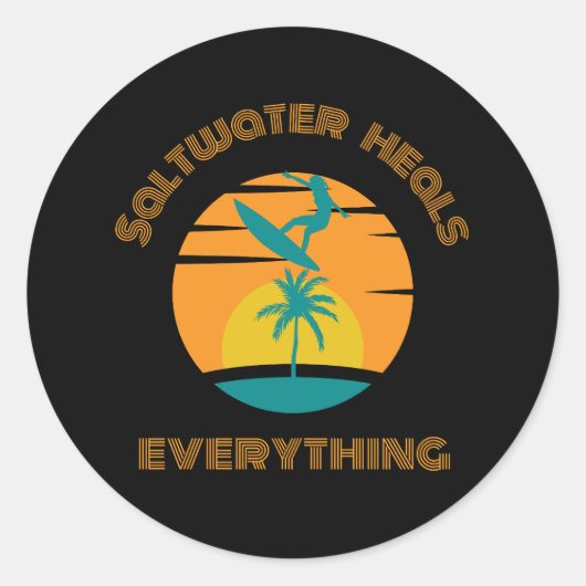 sticker for surf lover ラウンドシール (正面)