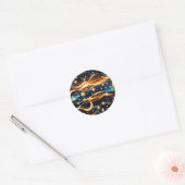 Sticker - Golden Ochre Celestial Moon Lunar Design ラウンドシール (封筒)