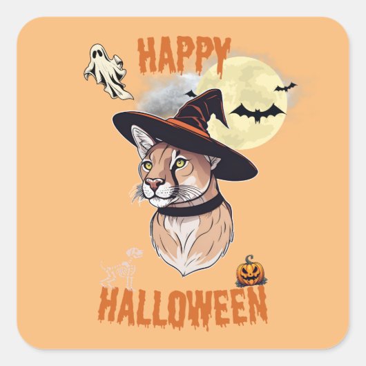 sticker halloween animals スクエアシール (正面)