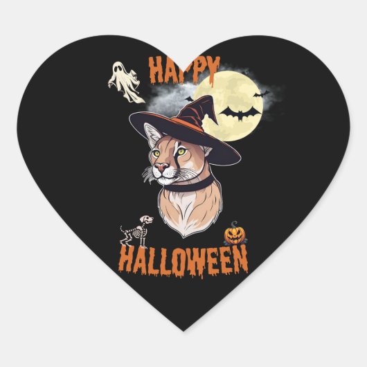 sticker halloween animals ハートシール (正面)