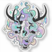 Sticker - "Horned Skull and Smoke" シール (正面)
